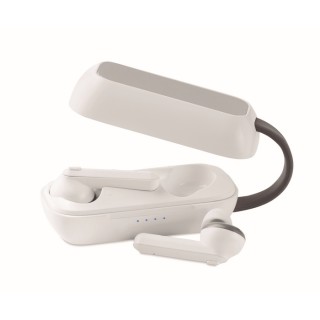 Set auriculares publicitarios con base de carga